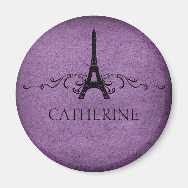 Vintage French Flourish Magnet, Purple Magnet (Front)