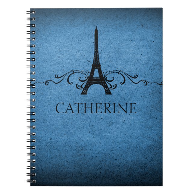 Vintage French Flourish Notebook, Blue Notebook (Front)