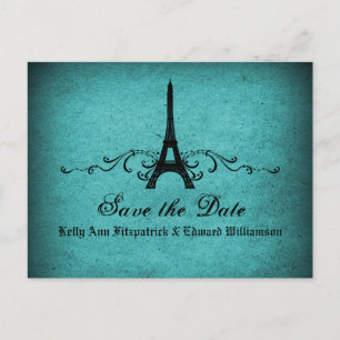 Vintage French Flourish Save the Date Postcard
