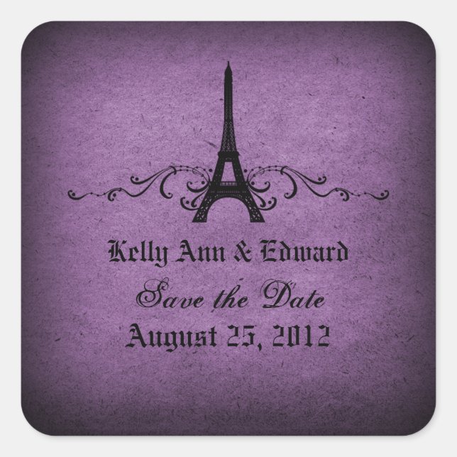 Vintage French Flourish Save the Date Stickers (Front)