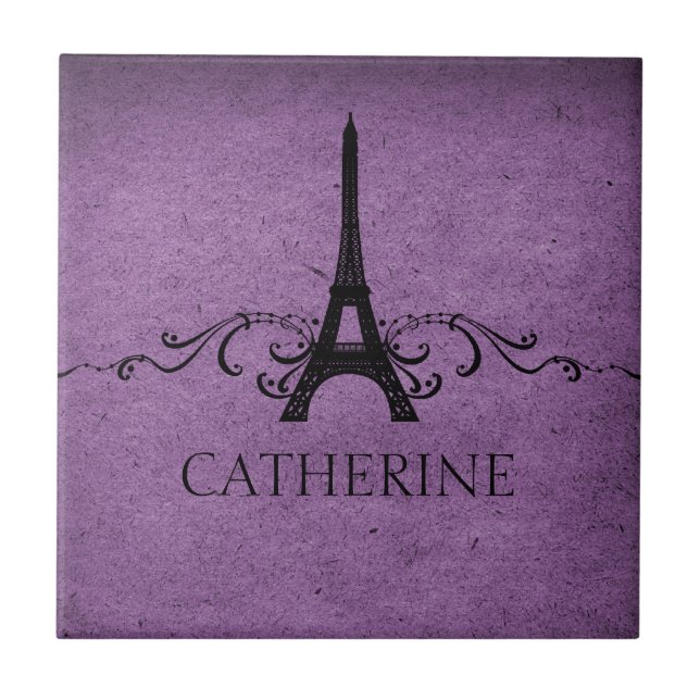 Vintage French Flourish Tile, Purple Tile (Front)