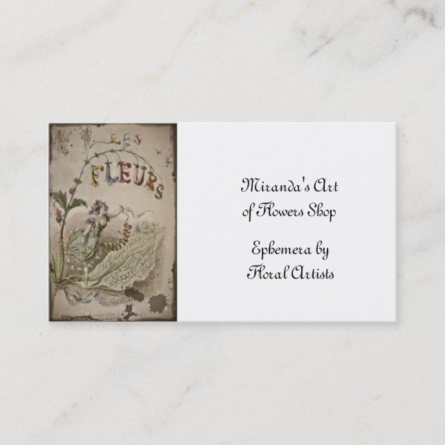 Vintage French Flower Fairy Business Card (Front)