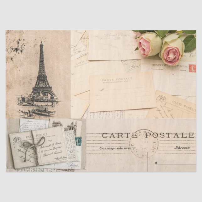Vintage French France Decoupage Rustic Decoupaging Tissue Paper (Front)