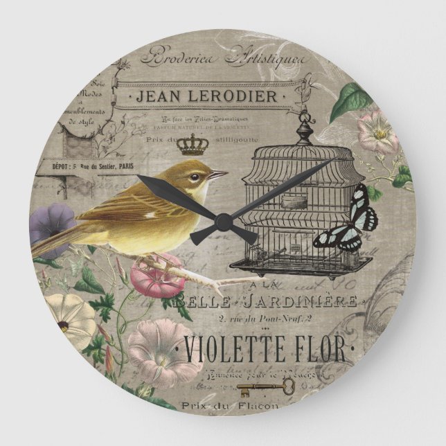 Vintage French garden bird clock (Front)