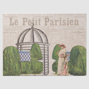 Vintage French Garden Lady Collage Decoupage Tissue Paper