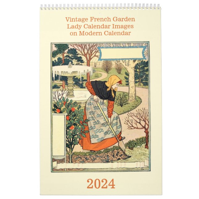 Vintage French Garden Lady Modern Calendar (Cover)