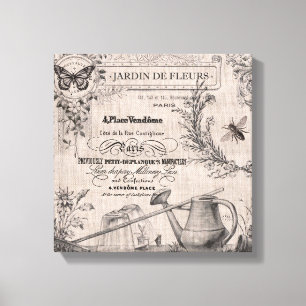 Vintage French Garden stretched canvas Print