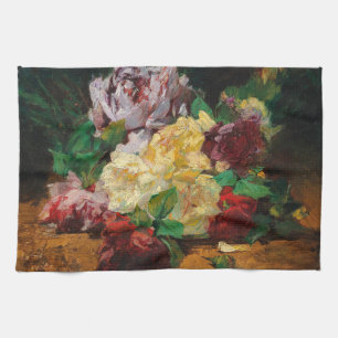 Vintage French Georges Jeannin Roses Kitchen Towel