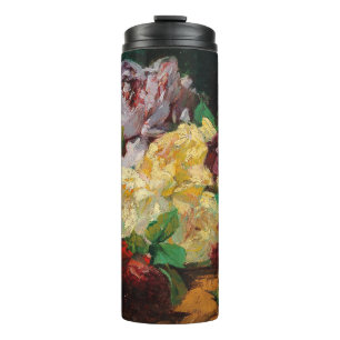 Vintage French Georges Jeannin Roses Thermal Tumbler