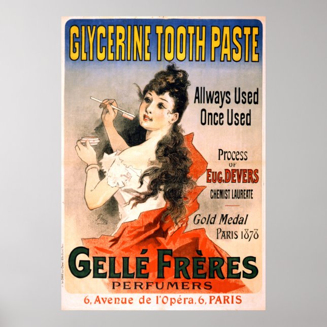 Vintage French Glycerine Tooth Paste Advertisement Poster (Front)