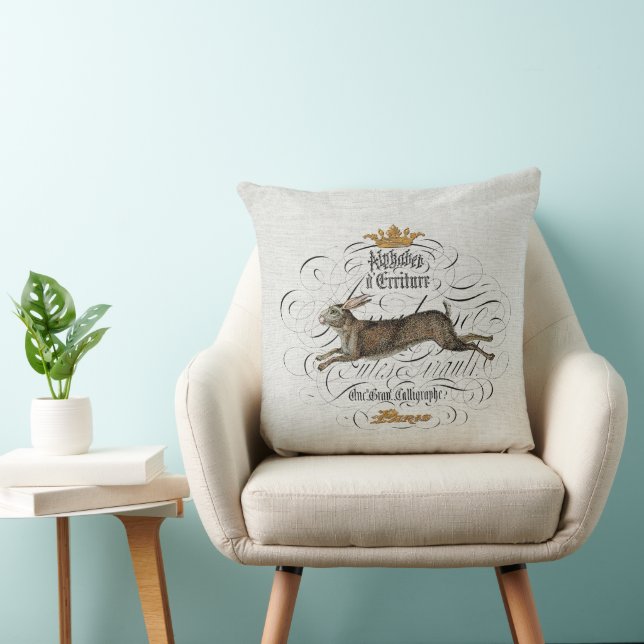 Vintage French Graphic Throw Pillow (Chair)