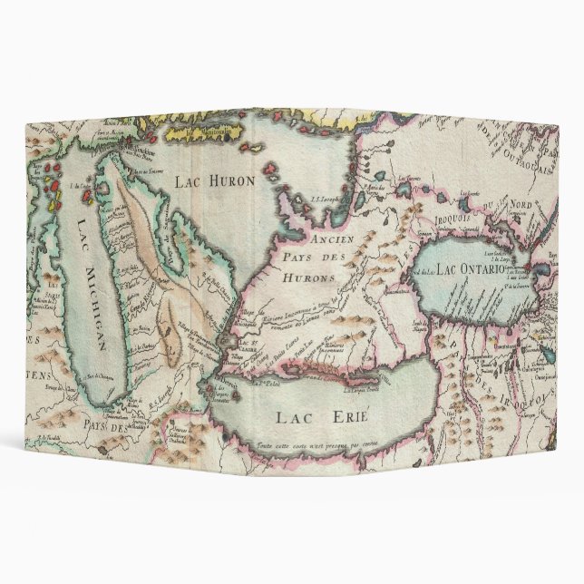 Vintage French Great Lakes Map Binder (Background)