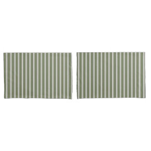 Vintage French Greenery Stripes- Neutral Farmhouse Pillowcase