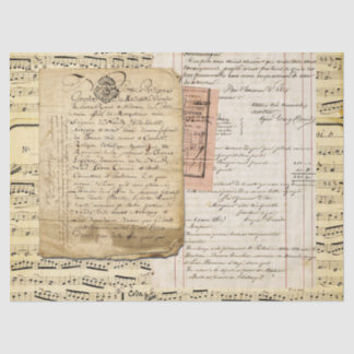 Vintage French Handwriting with Sheet Music