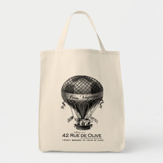 Vintage French hot air balloon tote Bag (Front)