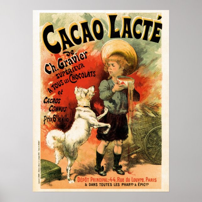 Vintage French hot chocolate drink ad Poster (Front)