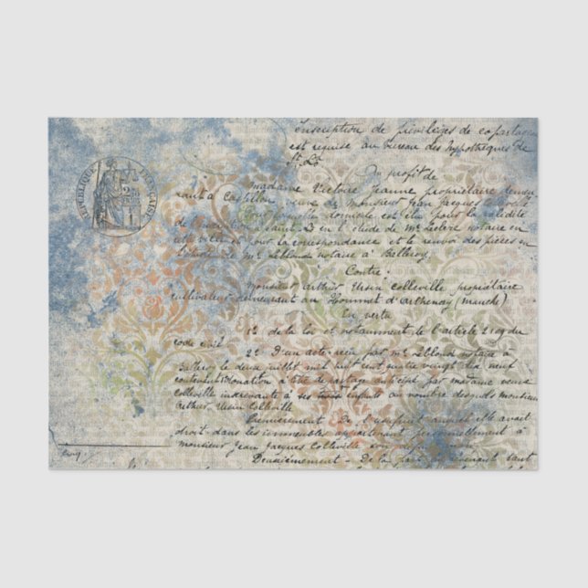 Vintage French Inspired Pastel BlueTissue Paper (Front)