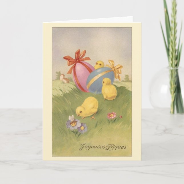 Vintage French Joyeuses Pâques Easter Card (Front)