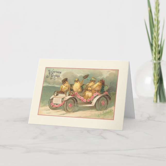 Vintage French Joyeuses Pâques Easter Card (Front)