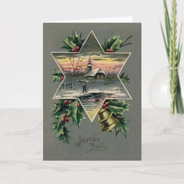 Vintage French Joyeux Noel Christmas Card (Front)