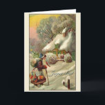 Vintage French Joyeux Noël Christmas Card<br><div class="desc">Victorian / Vintage French Christmas greeting card.  Santa Claus,  Père Noël,  making his way through the snow to deliver Christmas presents!  Joyeux Noël!  Merry Christmas!</div>