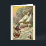 Vintage French Joyeux Noël Christmas Card<br><div class="desc">Victorian / Vintage French Christmas greeting card.  Santa Claus,  Père Noël,  making his way through the snow to deliver Christmas presents!  Joyeux Noël!  Merry Christmas!</div>