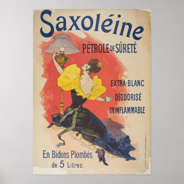 Vintage French Lamp Oil Advertisement Poster (Front)