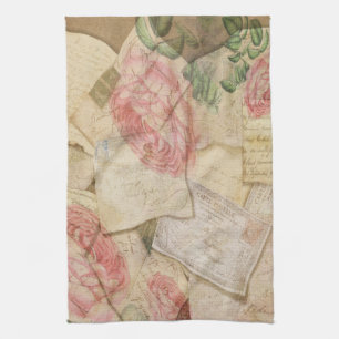 Vintage French Letters and Post Cards Kitchen Towel