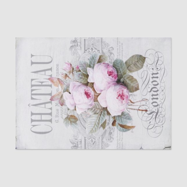 Vintage French London Pink Peony Tissue Paper (Front)