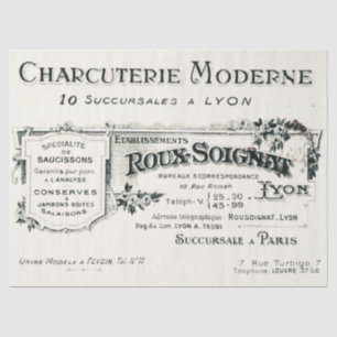 Vintage French Lyon Business Typography Tissue Paper