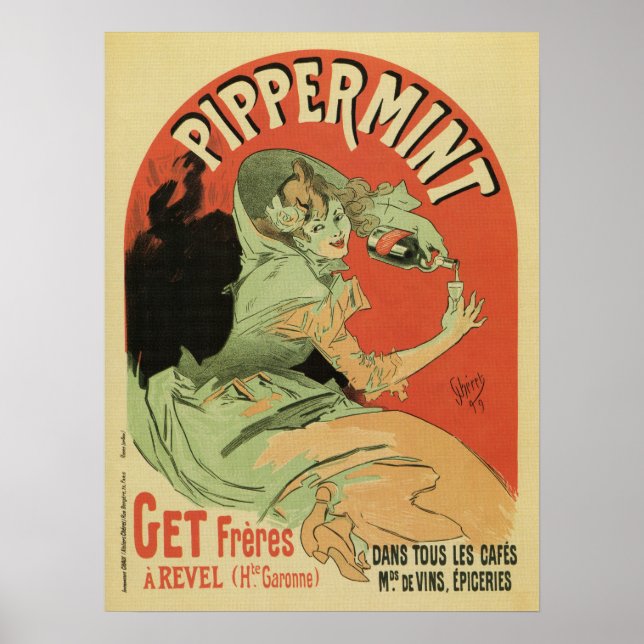 Vintage French mint liqueur ad by Chéret Poster (Front)