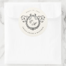 Vintage French Monogram Wreath Elegant Wedding