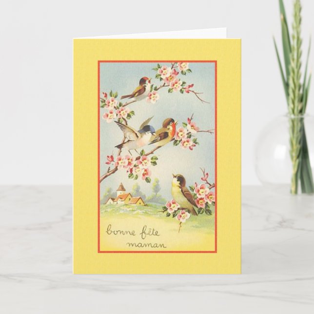 Vintage French Mother Birthday Card (Front)
