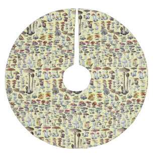 Vintage French Mushroom Cottagecore Botanical Art Brushed Polyester Tree Skirt