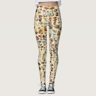 Vintage French Mushroom Cottagecore Botanical Art Leggings