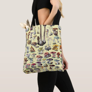 Vintage French Mushroom Cottagecore Botanical Art Tote Bag