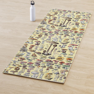 Vintage French Mushroom Cottagecore Botanical Art Yoga Mat