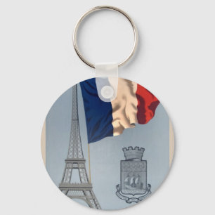 Vintage French National Flag & Eiffel Tower Keychain
