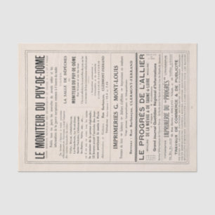 Vintage French Newspaper Advertisement Decoupage   Tissue Paper