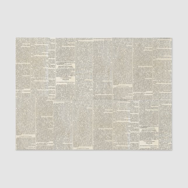 Vintage French Newspaper Tissue Paper (Front)