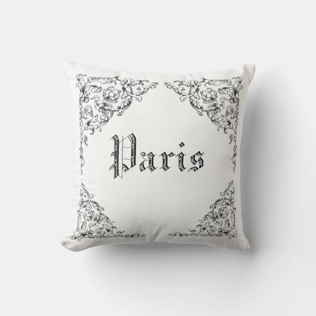 Vintage French Paris illustrations  - MoJo Pillows (Front)