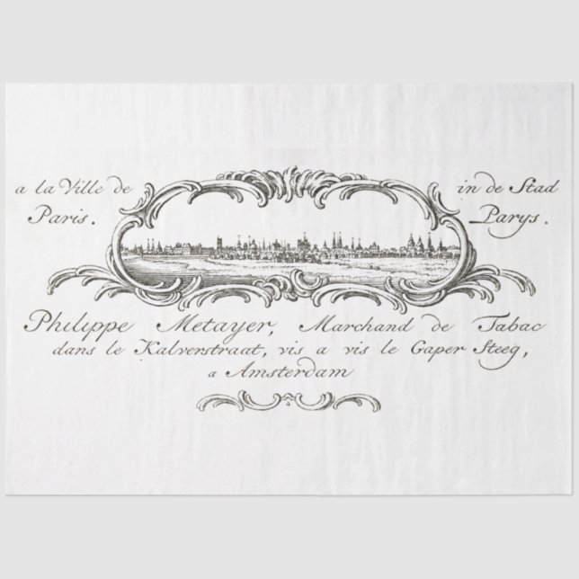 Vintage French Paris Script Ephemera Decoupage Tissue Paper (Front)