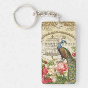 Vintage French Peacock keychain