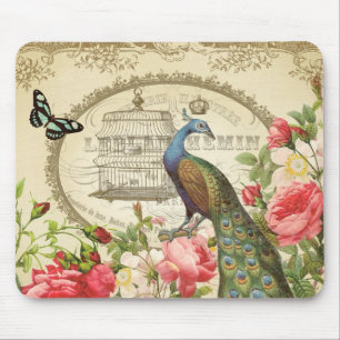 Vintage French Peacock mousepad