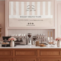 Vintage French Pink Bakery Logo Event Display Banner