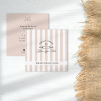 Vintage French Pink Elegant Striped Bakery Logo 