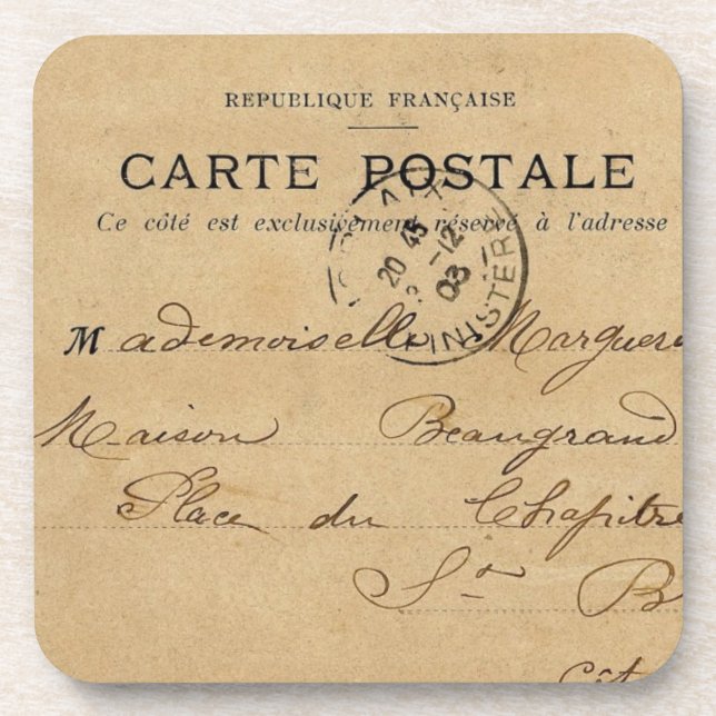 Vintage French Post Card Coaster (Front)