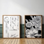 Vintage French Postcard Floral Bouquet Black<br><div class="desc">Vintage French Postcard Floral Bouquet Black Wall Art Sets</div>