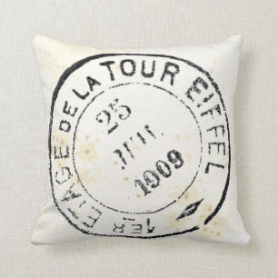 Vintage French Postcard Pillow (Eiffel Tower)