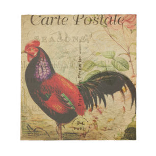 Vintage French Postcard Rooster Notepad